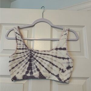 Tie-Dye Crop Top - Purple and White